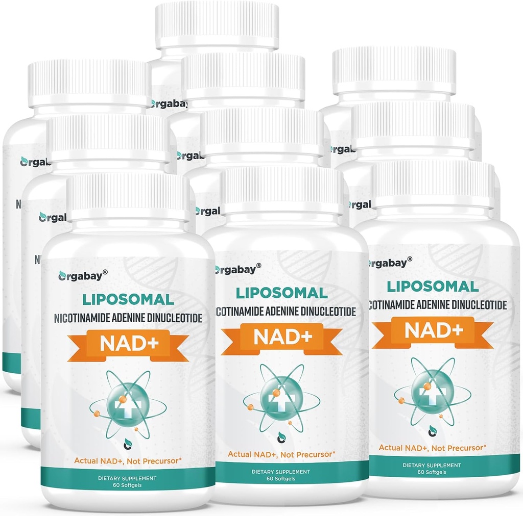 Orgabay Liposomal ND+ Phụ 500 mg, High Absoption, Boost NAD+ với TMG 250 mg, thực tế NAD Plus nhiều Effient hơn Nicotinide Riboside, hỗ trợ năng lượng tế bào, Healthy Aging 600 Softgels
