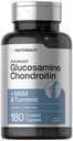 Horbäach Glucosamine Chondroitin | Plus MSM & Turmeric | 180 Coated Caplets | Non-GMO, Gluten Free Supplement