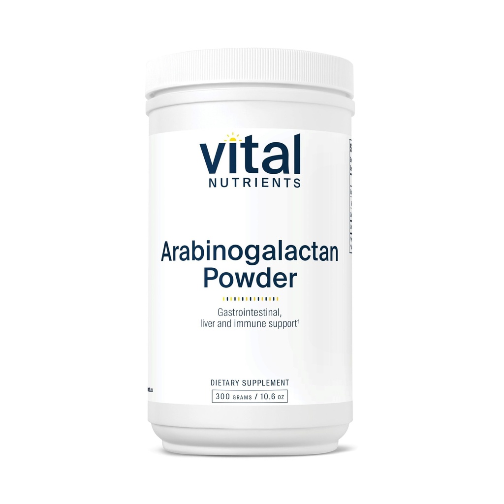 Vital Nutrients Arabinogalactan Powder - Vegan Prebiotic Fiber Supplement for GI Health, Liver, and Immune Support* - Gluten, Dairy, Soy Free - Non-GMO - 300g
