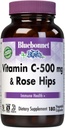 BlueBonnet βιταμίνη C 500 mg Plus Rosehips κάψουλες λαχανικών, 180 κόμης