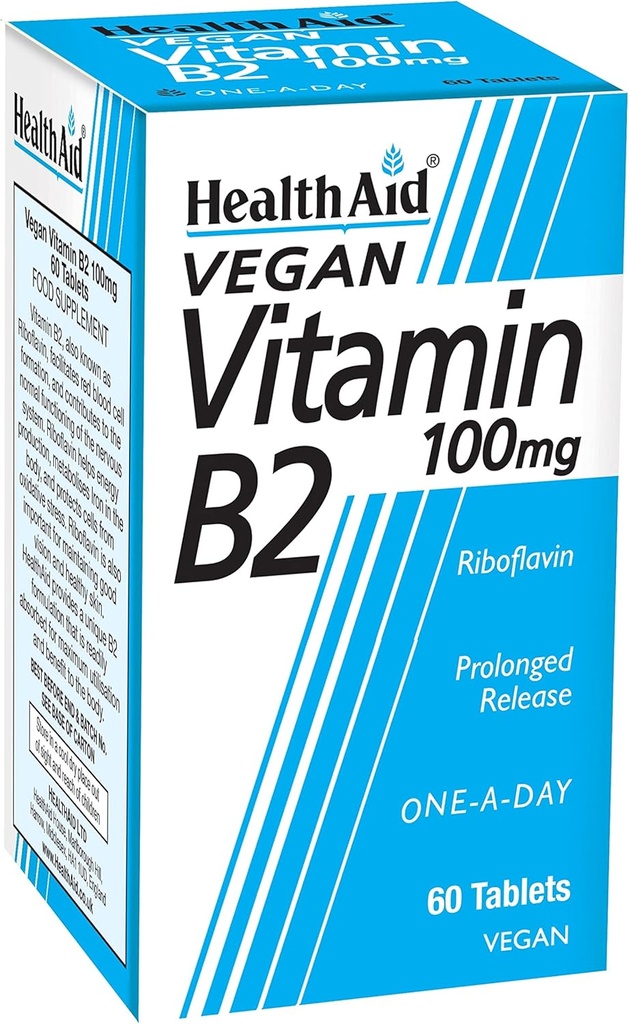 Terviseabi Vitamiin B2 (Riboflaviin) 100mg - pikendatud vabanemine 60 tabletti