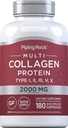 Piping Rock Multi Collagen protein Capsules 180 Counter | 2000mg | 类型 I, II, III, V, X | 复杂 混合 | 非 GMO, Gluten Free