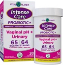 Vital Planet - Intense Care Vaginal pH & Urinary Probiotics for Women Plus Organic Prebiotics, Postbiotics och Parabiotics, 65 Billion CFU och 64 Strains, Immune and Digestive Health 30 ct