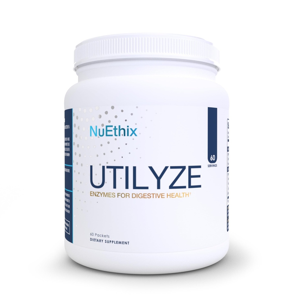 NuEthix Formulations Utilyze Enzymes for Digestive Wellness, Dietary Supplement for Nutrient Absorption, 60 Travel Packets