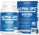 Alpha GPC Choline Capsules - 120 Şərh, 600mg Mərkəzi (Brain Support Aids Focus, Memory, Motivasyon və Enerji (Third Party Tested, Vegan Safe Made in ABŞ) Brain Support Supplement