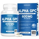 Alpha GPC Choline Capsules - 120 Count, 600mg Servings (Brain Support Aid that Supports Focus, Memory, Motivation, & Energy (Third Party Tested, Vegan Safe Made in the USA) Brain Support Supplement