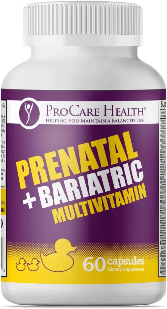 ProCare Preth Health Bariric Multivitamin với Iron (60 dễ dàng cho Swallow Capsules) – Dành cho phụ nữ, Baritric vitamins for Gastric Bypass & Gasic Sleeve (1 tháng)