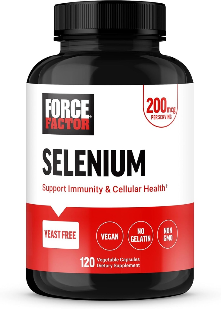 Jõufaktor Selenium Immune Support Supplement, Selenium 200mcg kapslid, et toetada immuunsüsteemi kaitse, Immunity Supplement, Vegan, Non-GMO, 120 kapslit