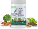 Vitalnost & Brain Powder, mešanica Synergistic Herbs, Lion's Mane, Ginkgo, in zelenjava, na rastlinah osnovana formula, brez polnila, brez sladkorja dodanih - 40 Serving