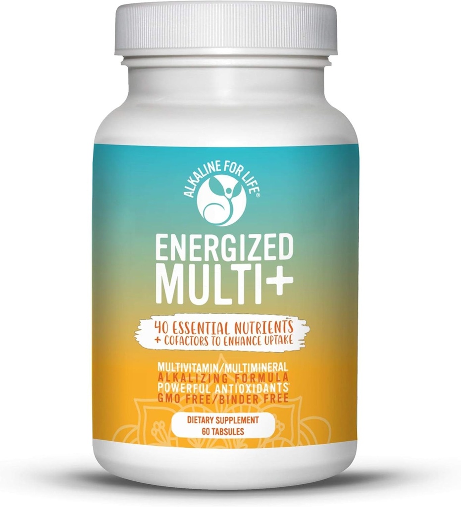 Energizuotas Multi - Galingas Multivitaminų su 40 Fully Bioavailable Nutrients B Complex Vitaminai, Vitaminas D, Vitaminas C, Vitaminas K, Cinkas, Quercetin, Kalcis, Magnis šarminės formos - 180 tabsų