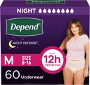 Defense Defense Adult Diapers, Incontinence & Postpartum Bladder Leak spodnje perilo za ženske, enkratno, Čez noč, Srednje, Blush, 60 Število (4 pakiranja po 15), Pakiranje maj Vary