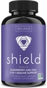 WellPath Shield Elderberry Capsules - 5-in-1 Immune 支持推进剂 锌,维生素C,Echinacea,Bee Propolis - Premium Zinc 补充剂 - 600 mg Sambucus Black Elderberry Pills for Adults - 60 Ct