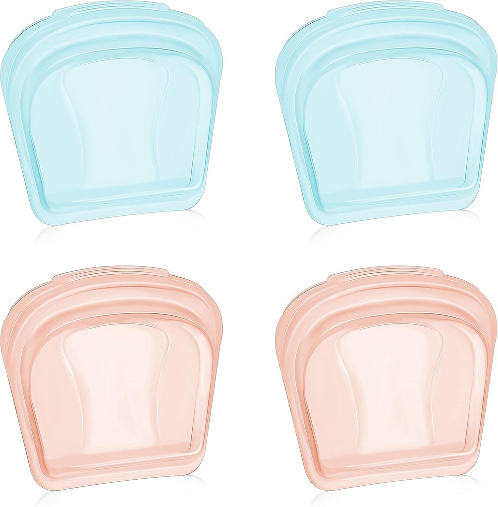 Nuenen 4 Pices Small Portable Open Pill Pouch Silicone Medicine Pouch Bag Reusable Medicine Storage Tasku Clear Travel Pill Bag Resealable Organizer Pouchs(Blue, Rose Gold)