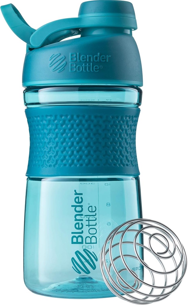 BlenderBottle 20oz SportMixer Білкові шакерні пляшки з BlenderBall Wire Whisk, Rose і Teal