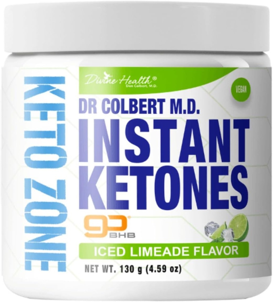 בריאות אלוהית ד"ר קולברט MD Instant Ketones אבקה | Limeade Flavor מומלץ ב-Kto Zone Diet Book