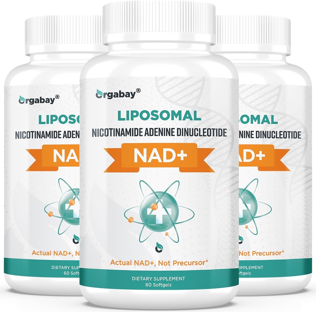 NAD lipossomal Orgabay+ Suplemento 500 mg, alta absorção, aumentar NAD+ com TMG 250 mg, NAD real Plus mais eficiente do que Nicotinamida Riboside, apoiar energia celular, envelhecimento saudável