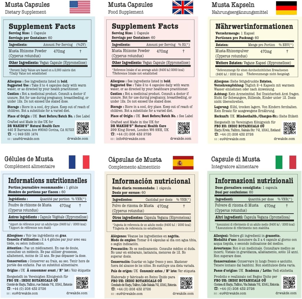 DR WAKDE' s Hasa Capsules (Cyperus rotundus, 60 Veg Caps, Plant-Based suplementari, Ayurveric Herb, All Natural, Vegan)