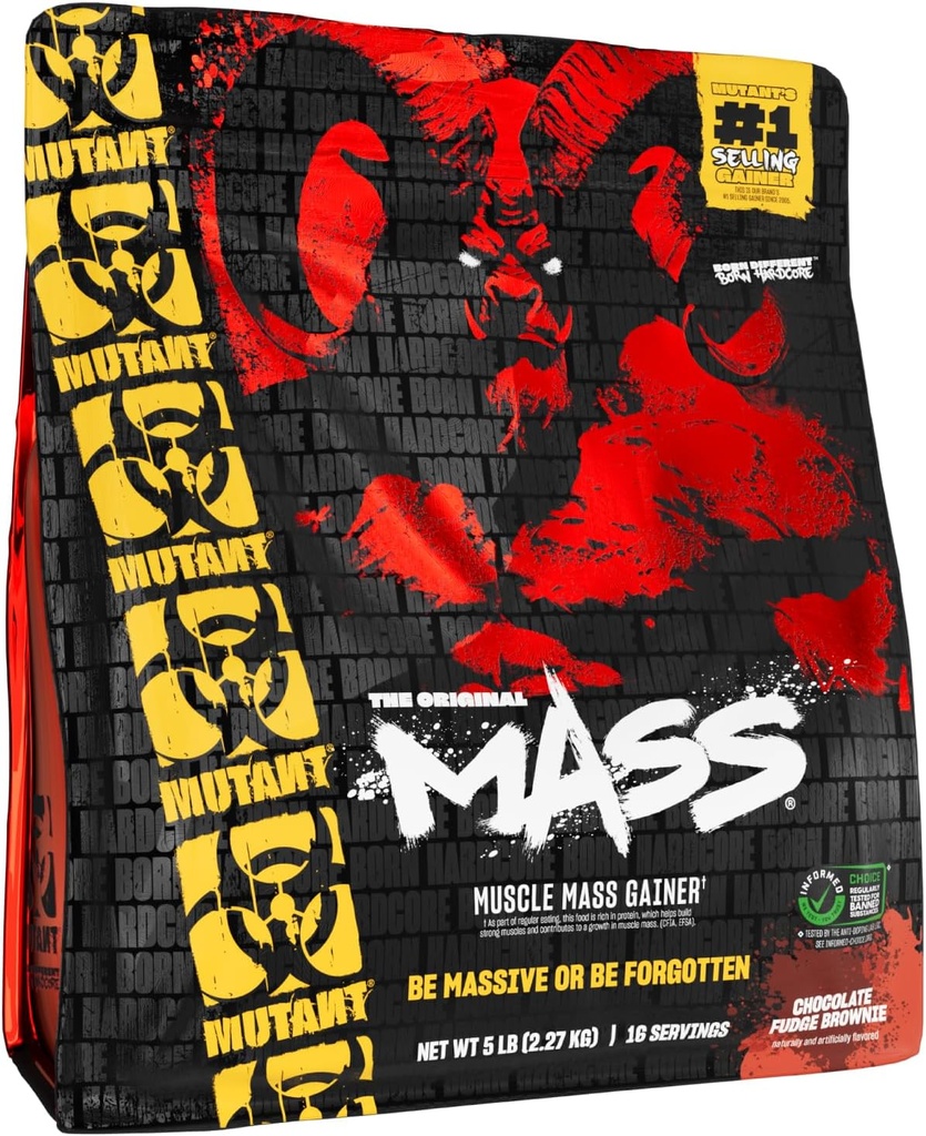 Mutant Mass Weight Gainer Valgupulber - kõrge kalorsusega valk Lean Mass, Lihaste Ehitamine & Bulking - 5 naela - Chocolate Fudge Brownie