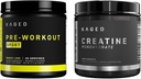 Kaged Pre Sport Pre trening pulver Mango Lime Kreatin Monohydrat Mikronisert pulver Bundle, energi og muskel gjenoppretting Supplement Pack, 20 Services Pre-Workout + 100 Services Creatine