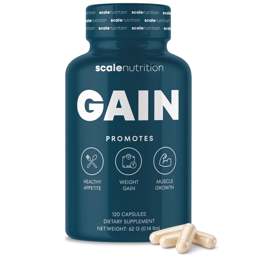 Gain - Appetite Booster Pills for Adults – Natural Appetite Stimulant & Weight Gain Support Supplement with Ginger Extract, Blessed Thistle, Gentian Root & Creatine – 120 Capsules
