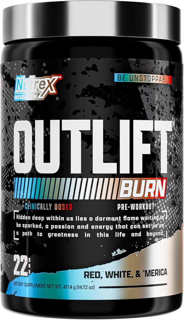 Nutrex Outlift Burn Pre- Workout Supplement for Energy, Focus & Endurance