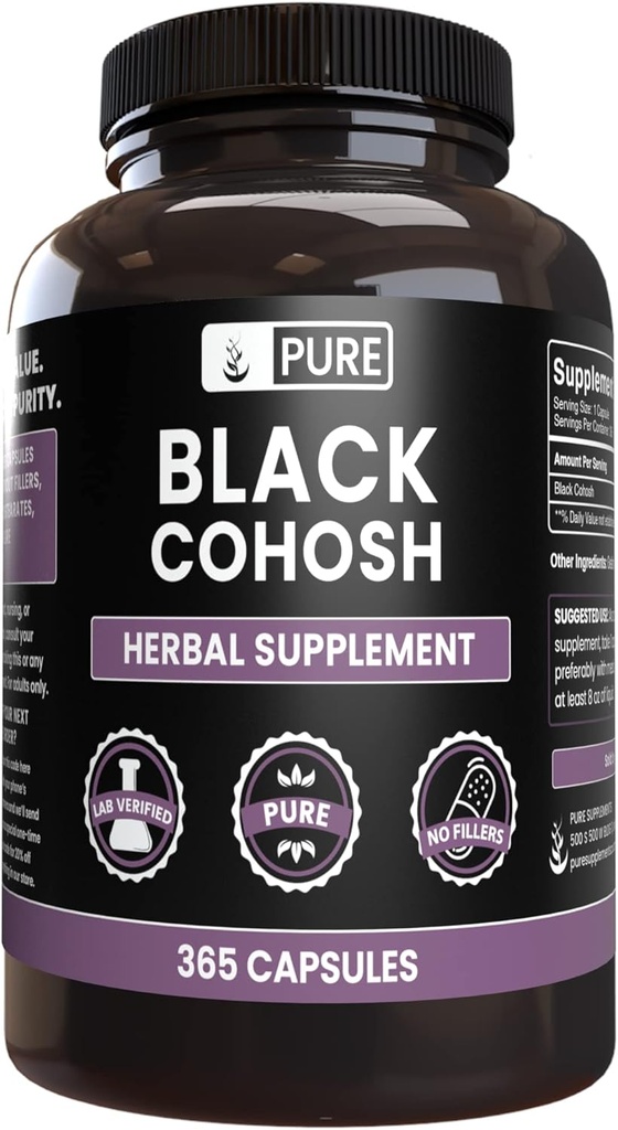 Pure Original Ingredients Black Cohosh (365 Capsules) No Magnesium or Rice Fillers, always Pure, Lab Verified