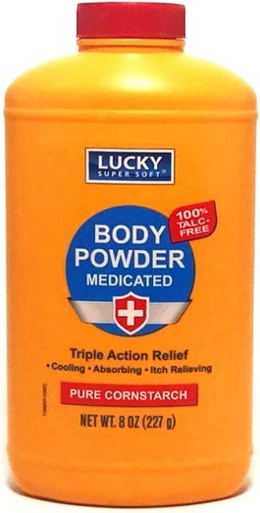 Lucky Super Soft Medicated Body Powder, 8-oz., Lindrer Itch, Cools Skin, Absorbs Fugt, Dries Oozing af Gift Ivy, eg, Sumac