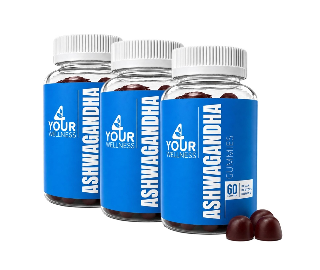 Ashwagandha Gummies with KSM-66 & Lion’s Mane Mushroom - Adaptogen Supplement with Vitamin D, Lemon Balm & Ginger, Vegan Non-GMO Gluten Free, Kosher, 90 Day Supply, 180 Count, 3 Pack