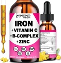 IJzersupplement voor vrouwen Mannen en kinderen, Ijzer Vitamine C, A, B-Complex, Vegan Iron Drops High Potency Liquid Vitamin & Iron Supplements for Anemie, Red Blood Cell, Energy, Blood Builder, Gentle