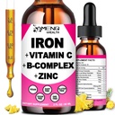 Iron Supplement for Women Men & Kids, Iron Vitamin C, A, B-Complex, Vegan Iron Drops High Potency Liquid Vitamin & Iron Supplements for Anemia, Red Blood Cell, Energy, Blood Builder, Gentle
