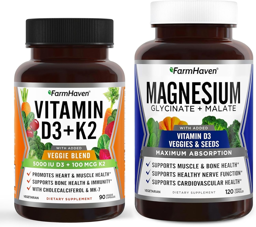 FarmHaven magnija glicināts un vitamīns D3 K2