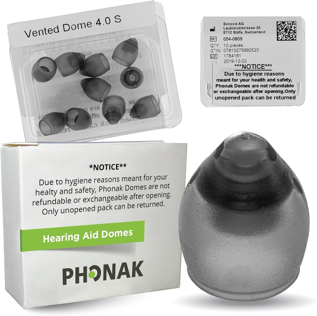 Phonak Vendered 4.0 Dome Small (0.29 inch = 7.5mm) 10 Domes, Genuine OEM Swiss Replacement by Sonova, Hearing Ames for Phonak Audeo Marvel Layak Accessories -1 Pack / 10 Domes Total