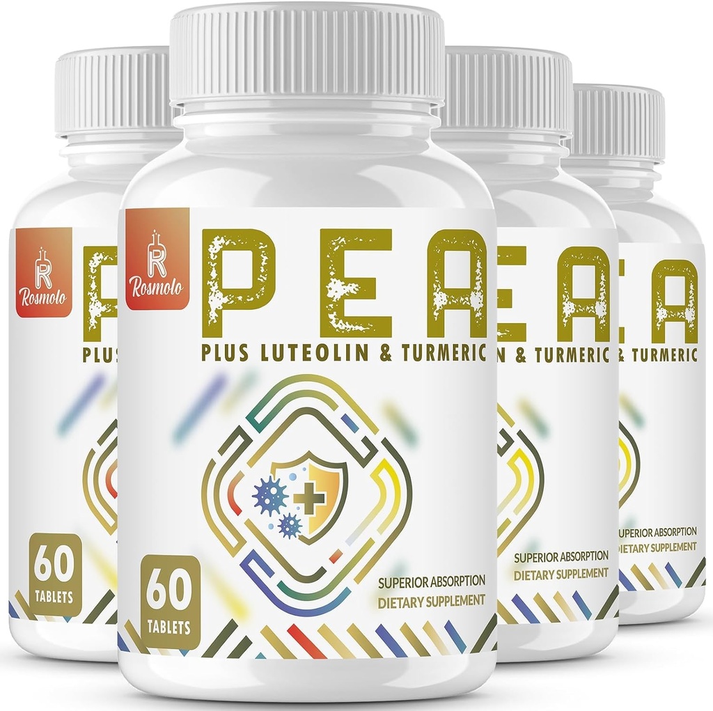 1500 MG Palmitoylethanolamid med Luteolin 98% & Gurkemeje, Høj Absorption, Mikroniseret Pea supplement til discomfort Management- USA Made - 240 tabletter