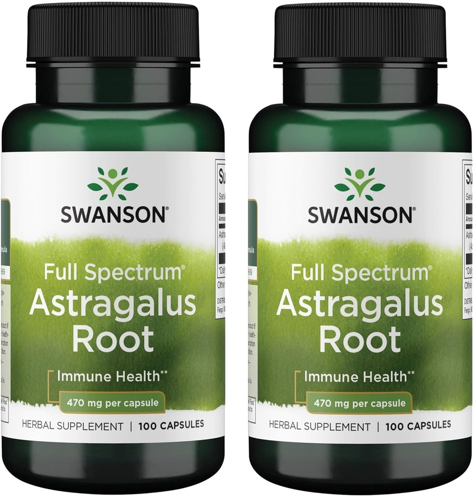Swanson Astragalus Root - Билкова добавка Насърчаване на подкрепата на имунната система - Natural Formula Supporting Heart & Liver Health - (100 капсули, 470mg Всяка) (2 Опаковка)