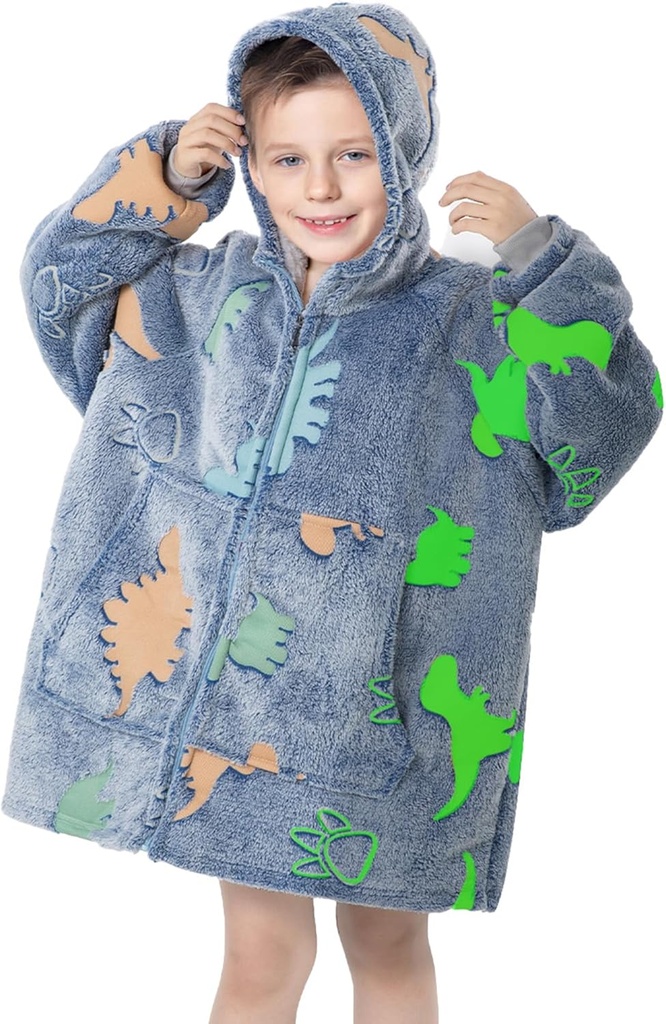 MeMoreCool Wearable Blanket Kids Blanket Hoodie, Hooded Blanket Kids Comfy Blanket Sweatshirt, Toddler Blanket Hoodekin