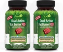 Irwin Naturals Dual-Action Fat Burner RED - 75 Liquid Soft-Gels, 2ko paketea - Thermogeniko indartsua oxido nitrikoen bultzatzailearekin - 50 zerbitzu guztira