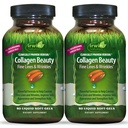 Irwin Naturals Collagen Beauty Supplement Hair Skin and Nails (2 Pack) | Beauty From Within | VERISOL + Biotin + Omega oils | Fine Lines and Wrinkle Support | 2 X 80 Liquid Soft-Gels