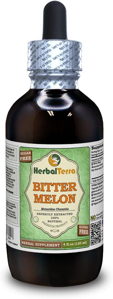 Bitter Melon (maordica Charantia) Glycerite, אורגני Dried פירות ללא אלכוהול (שם ברזיל: HerbalTerra, המיוצר גאה בארה"ב) 4 fl.oz (120 מ"ל)