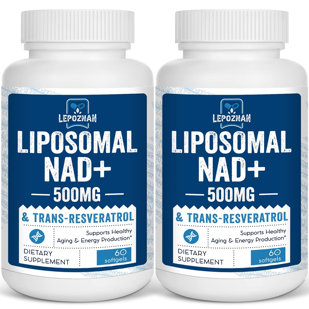 Liposomal NAD+ 500 mg + Trans-Resveratrol 300 mg,Superior Absorption,True NAD Supplement Efficient Than NMN,Nicotinamide Riboside for Cellular Energy Metabolism & DNA Repair,Healthy Aging,120 Softgels