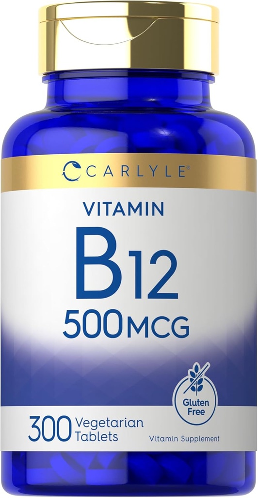 Carlyle bitamina B-12 500mcg | 300 Tablets | Vegetarian, Ez-GMO, Gluten Free Supplement