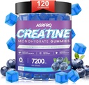 Creatine Monohydrate Gummies за мъже и жени 120 CT - 7200mg Creatine Monohydrate per Serving, Chewable Creatine Monohydrate for Muscle Support & Energy Boost, Sugar Free, Vegan (BlueberryFlavor)