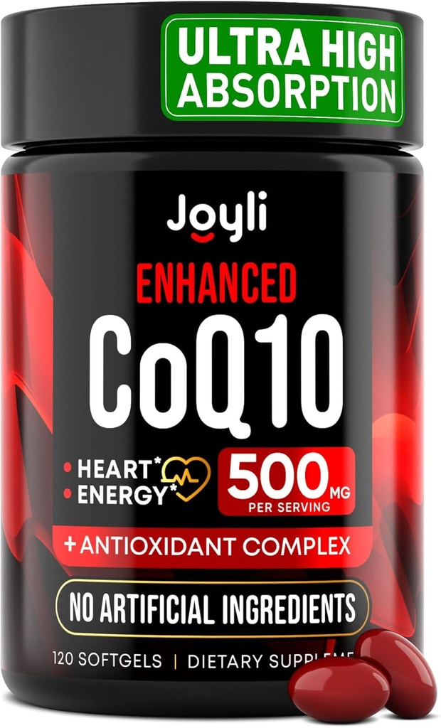 Vysoká absorpcia CoQ10 500MG - Co Q 10 Supplement 120 Softgels for Heart Health&Energy Production - Enhanced CoQ10 Nutritional Supplements with Coenzým Q10 - Alternative to coq10 400mg softgels