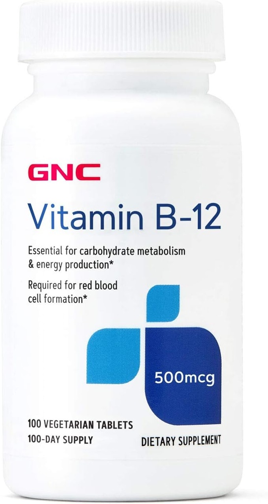 GNC vitamina B-12 500mcg, soporta produción de enerxía, 100 tabletas