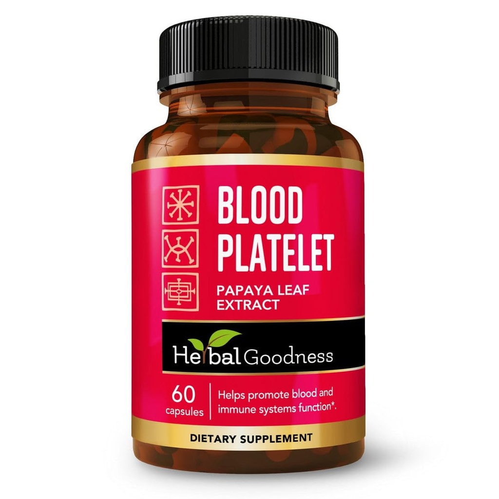 Herbal Goodness Papaya Leaf Extract Capsules - Bone Marrow & Blood Platelets Supplement | 600mg High Potency with Digestive Enzymes for Digestion, Immunity & Gut Health | Non-GMO, Vegan - 60 Count