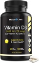 Vitamin D3 K2 3000 IU - Natto MK-7 kimi Vitamin K ilə - Yüksək Potensial Vitamin D Təhlükəsiz Bones, Dental, Heart & Immune funksiyası, Gluten-Free - 90 Kapsül