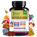 Black Seed Oil & Honey Gummies with Turmeric – 16-in-1 Supplement with Vitamins D3, B12, Biotin & Zinc –USDA Organic, Halal, Vegan, Non-GMO, 2% Thymoquinone, 60 Gummies