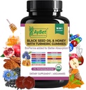 Black Seed Oil & Honey s kurkuma Gummies s BioPerine, Apple Cider Ocogar, Biotin, Zinok a vitamíny C D3 B12 