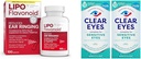 Lipo-Flavonoid Tinnitus Relief Ear Health Vitamins 100 Caplets & Clear Eyes Sensitive Eye Drops 0.5 Oz 2 Pack Bundle