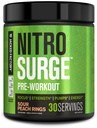 Jacked Factory NITROSURGE Pre Workout Supplement - Endless Energy, Instant Strength Gains, Clear Focus, Intense Pumps - NO Booster & Powerful Preworkout Energy Powder - 30 Servings, Sour Peach Rings