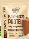 Organisk Vegansk Protein pulver - Peanut Butter Flavor, Plantebasert, Glutenfri, Ikke-GMO, Soja-fri, 20g Protein Per Serving, Ideell for glatter, Skaker, Baking, Matlaging (1 pakke, 20 serveringer)